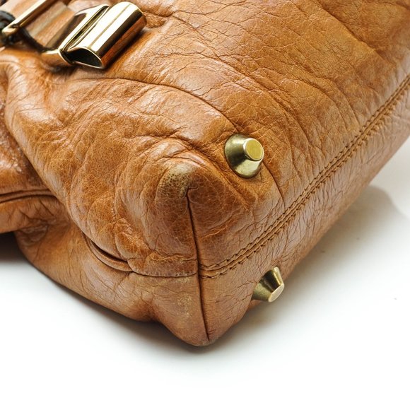 Auth Chloe Brown Leather Hand Bag #4237C57 - Picture 10 of 15